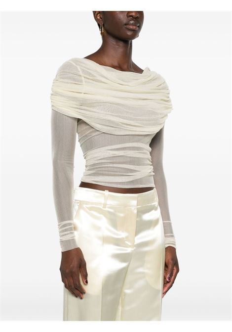 Beige veiled off-shoulder top  CHRISTOPHER ESBER - women CHRISTOPHER ESBER | 22041008BTTR